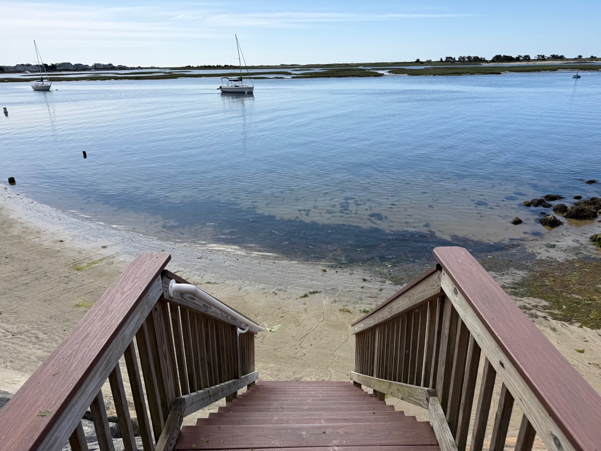 Steps down to Bass River beach