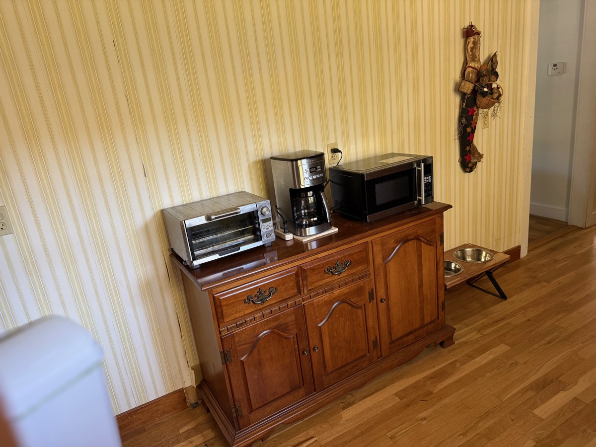 Coffee maker, microwave, and toaster oven